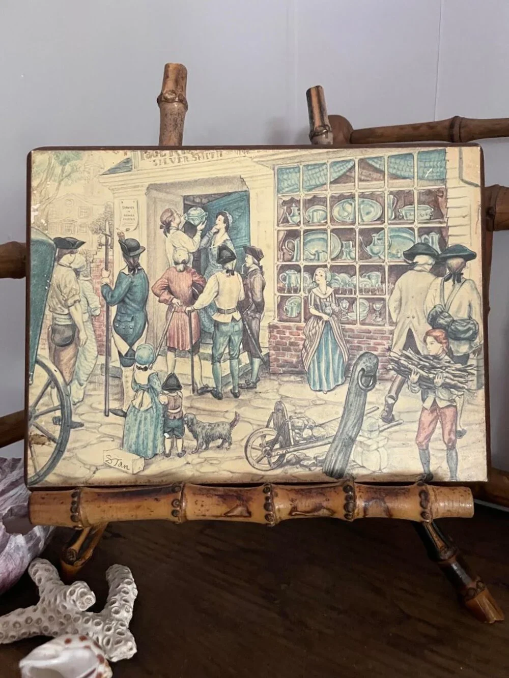 Vintage Paul Revere Silversmith Shop 8x6 Colonial Americana Wall Plaque